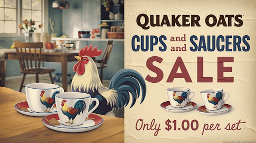 Quaker Oats Rooster cups and saucers sale